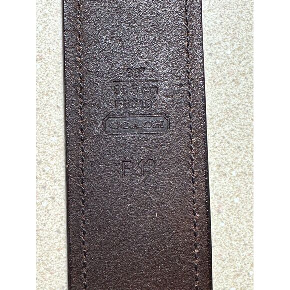 Vintage Coach Men's Brown Leather Dress Belt Brushed Nickel Buckle, Size 36 - Picture 3 of 8